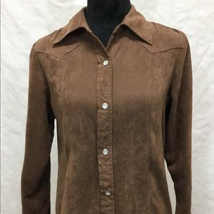 Jordan Blue Label Brown-Microsuede Western Shirt S